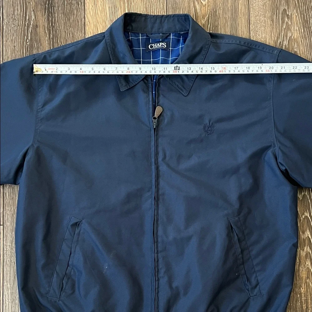 Chaps Flannel Lined Navy Blue Zip Up Jacket Mens Size Large